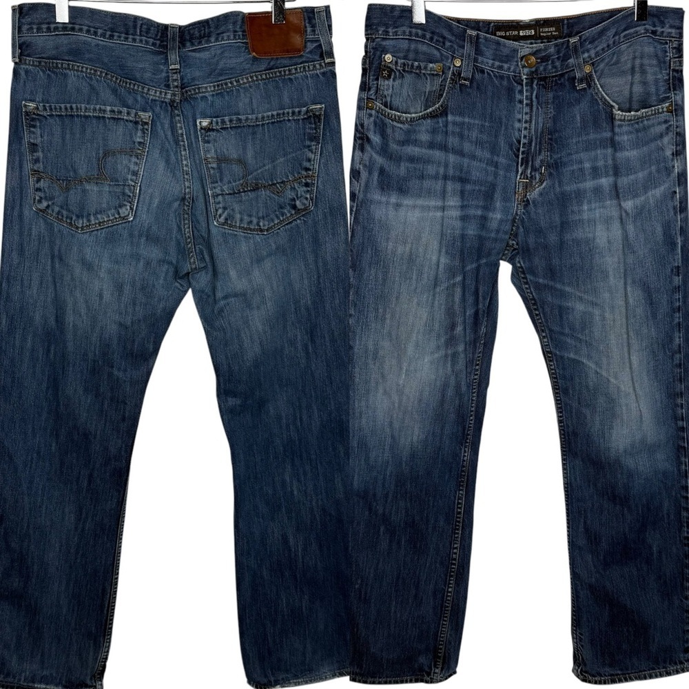 Big Star Men’s Pioneer Boot Cut Jeans Size 34 X 30 Cotton Light Wash Distressed